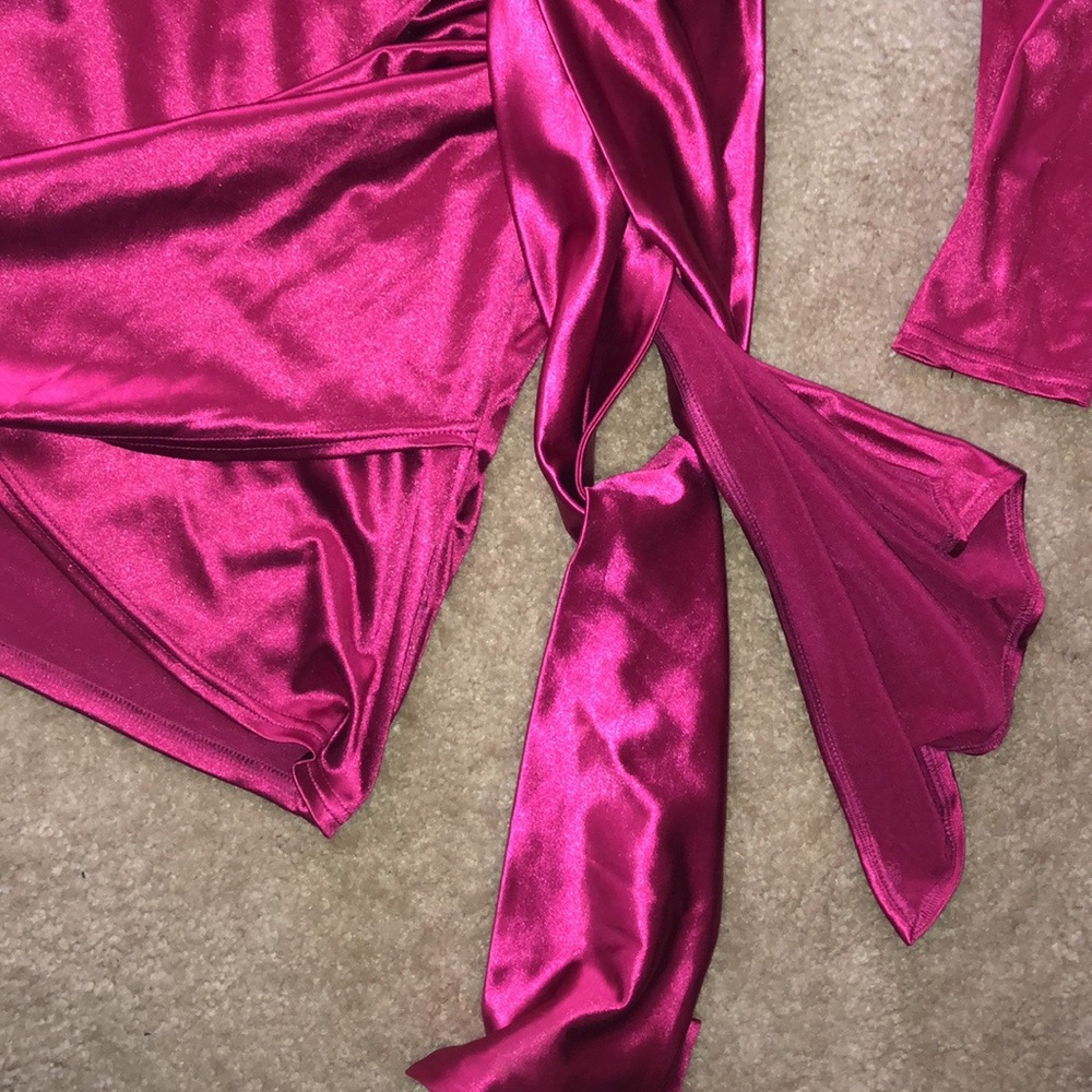Satin Fuschia Party Dress - Picture 3 of 7